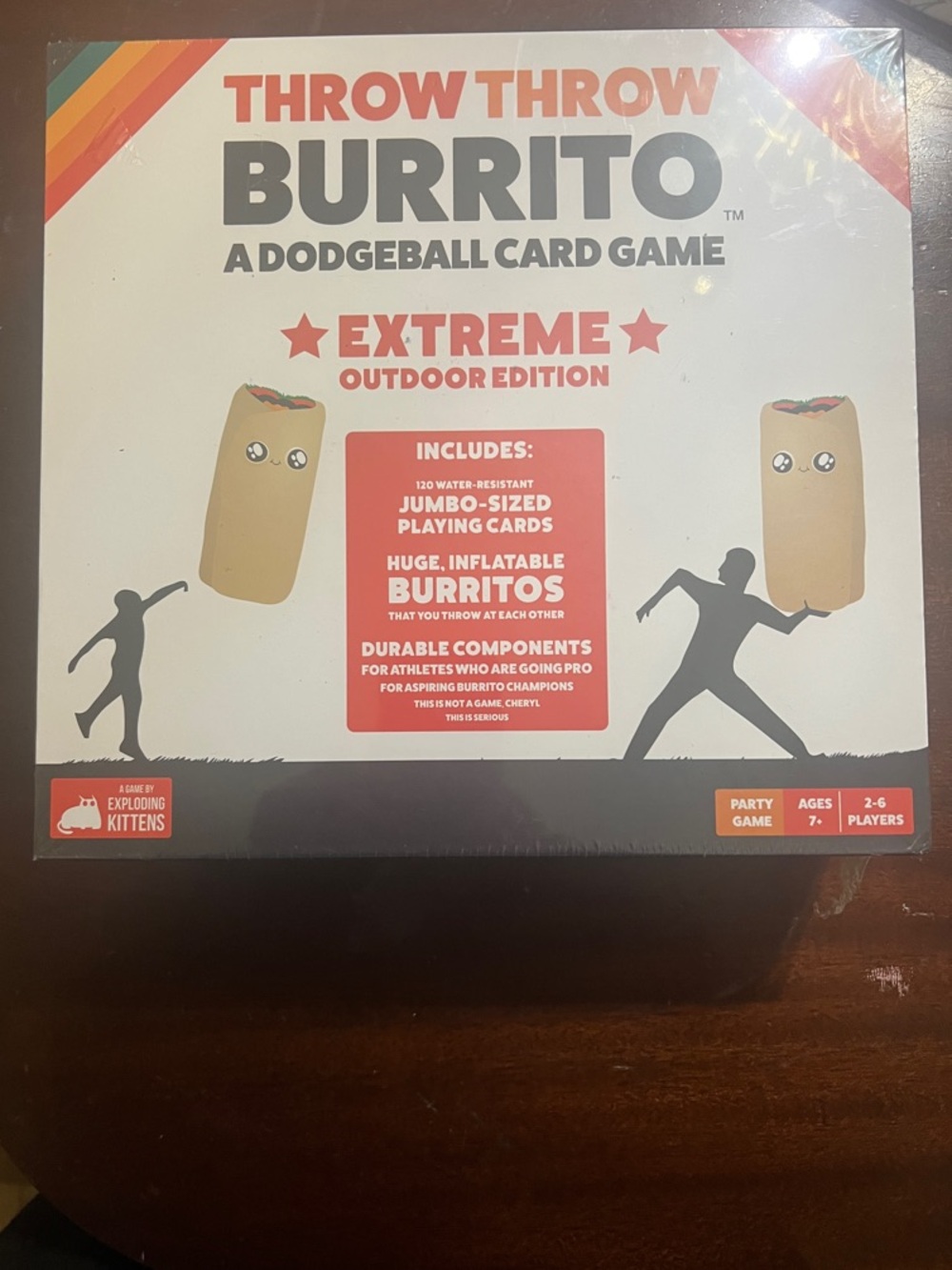 New Sealed Throw Throw Burrito Extreme Outdoor Edition Game by Exploding Kittens